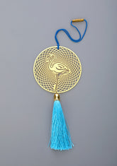 Flamingo car rear view mirror hanging décor in brass metal